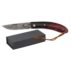 Albainox 18997 Couteau pliant - manche bois noir & r&eacute;sine rouge