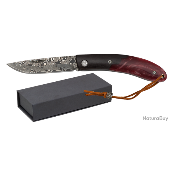 Albainox 18997 Couteau pliant - manche bois noir & r�sine rouge