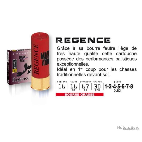 CARTOUCHES MARY ARM REGENCE CAL.16 BOURRE GRASSE N�1