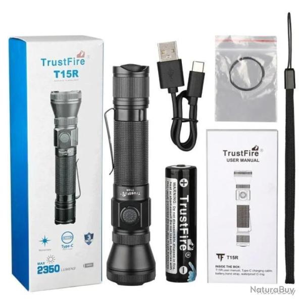 Lampe tactique 2350 lumens - porte 310m - trustfire T15R - LIVRAISON GRATUITE