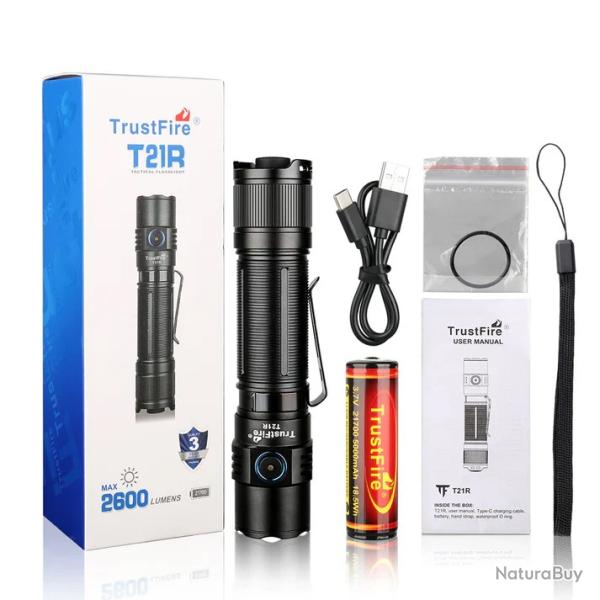 Lampe tactique 2600 lumens - livre avec batterie - trustfire T21R - LIVRAISON GRATUITE