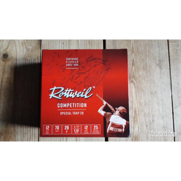 Lot 100 cartouches cal 12 Rottweil special trap 12/70 28g 7.5