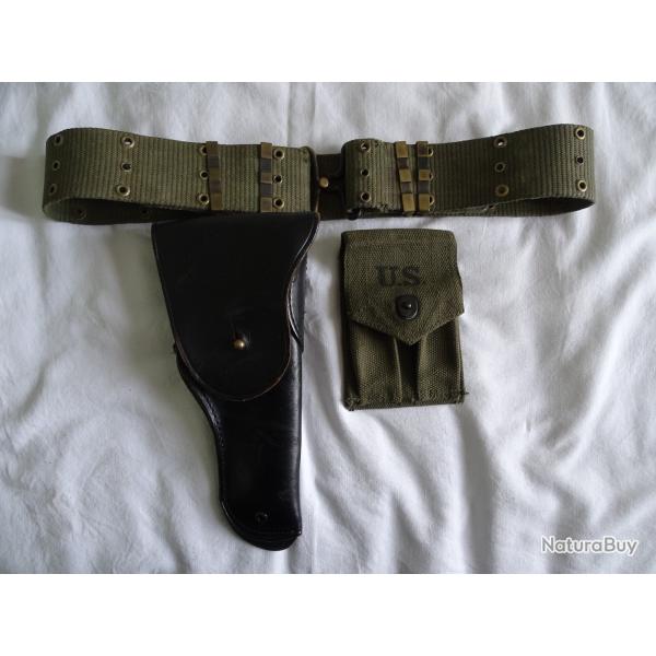 Holster US, ceinturon Mod 36, porte chargeur double, �poque Vietnam