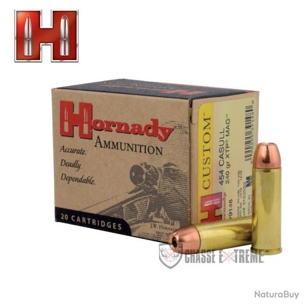 20 Munitions HORNADY Cal 454 Casull 240gr Xtp