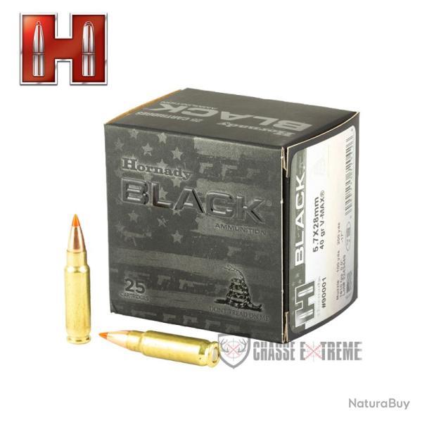 25 Munitions HORNADY Black Cal 5.7x28 mm 40Gr V-Max