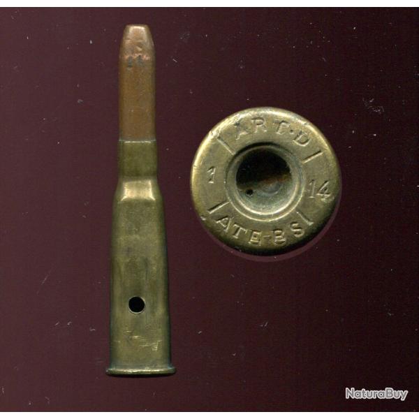 8 mm Lebel Inerte Mle 1892 - tui ART D - Toulouse 1914 - marquage : ART.D./1/14/ATE.RS/