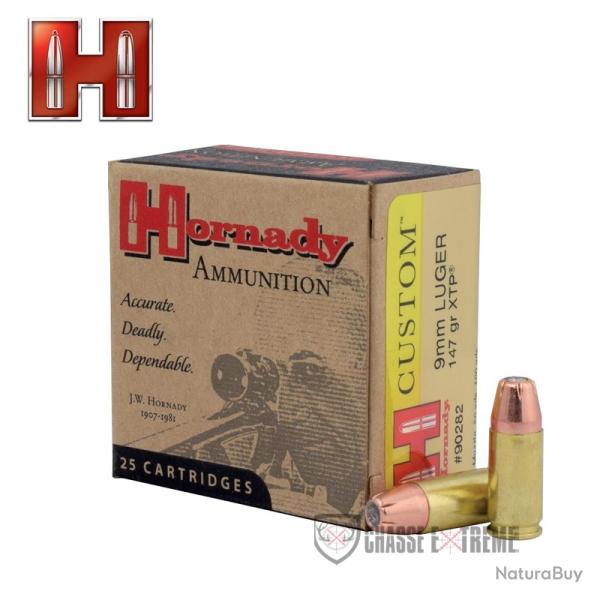 20 Munitions HORNADY Custom Cal 9mm Luger 147gr Xtp