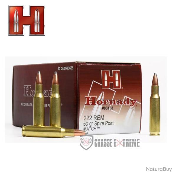 50 Munitions HORNADY Cal 222 Rem 50Gr Sp Match