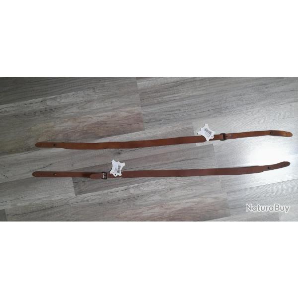 Lot de 2 Bretelles  fusil en crote de cuir, boutons - Country Sellerie