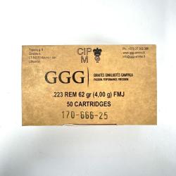 Cartouches GGG cal : 223 Rem 62gr X50