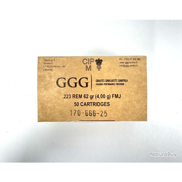 Cartouches GGG cal : 223 Rem 62gr X50