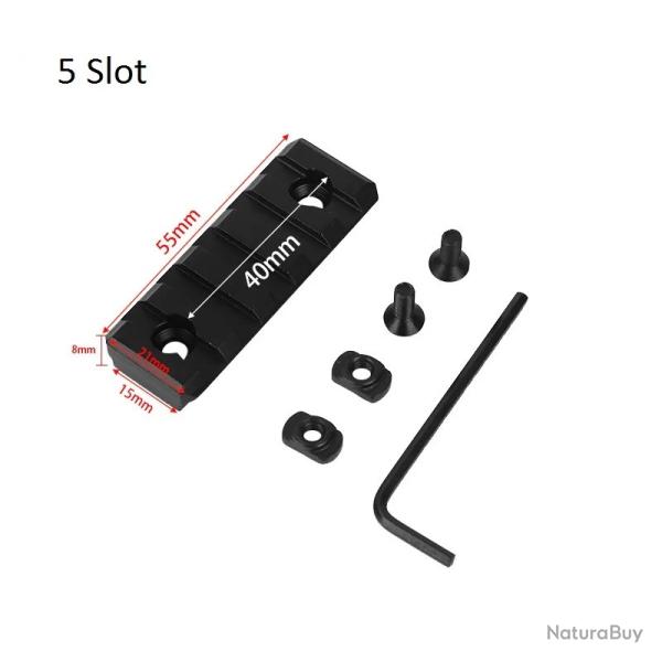 RAIL PICATINNY ALUMINIUM 5 SLOTS LONGUEUR 55mm