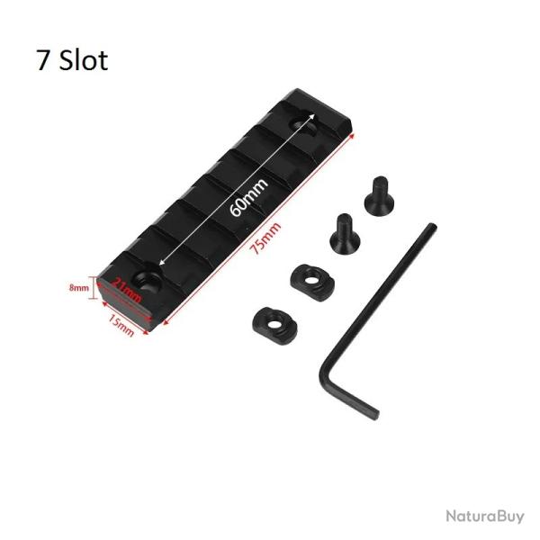 RAIL PICATINNY ALUMINIUM 7 SLOTS LONGUEUR 75mm