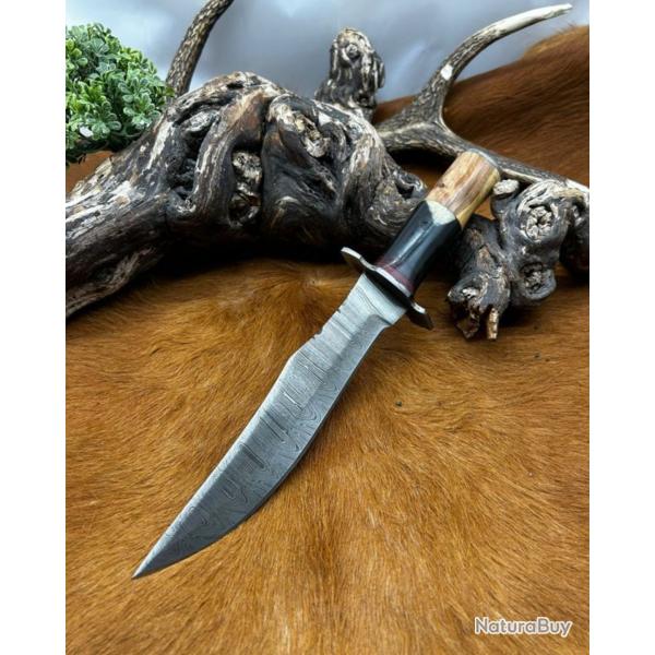 (02) Couteau lame en acier damas 256 couches (2)