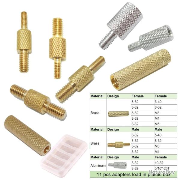 Lot d'adapteur femelle et male en laiton et aluminium filet� 8-32