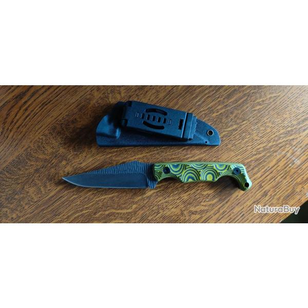 Couteau Fixe tactique , acier 1095 / 59  60 HRC / 22 cm / kydex / G10 toxifi