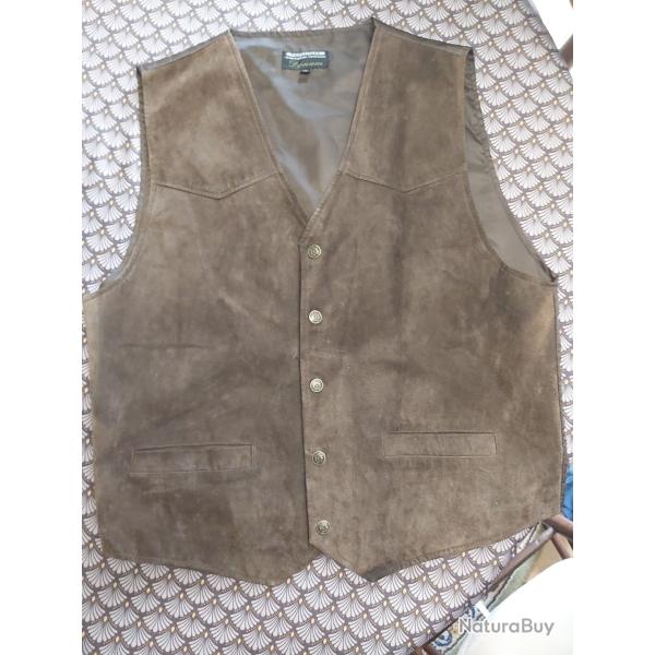 Gilet de chasse sans manches en cuir