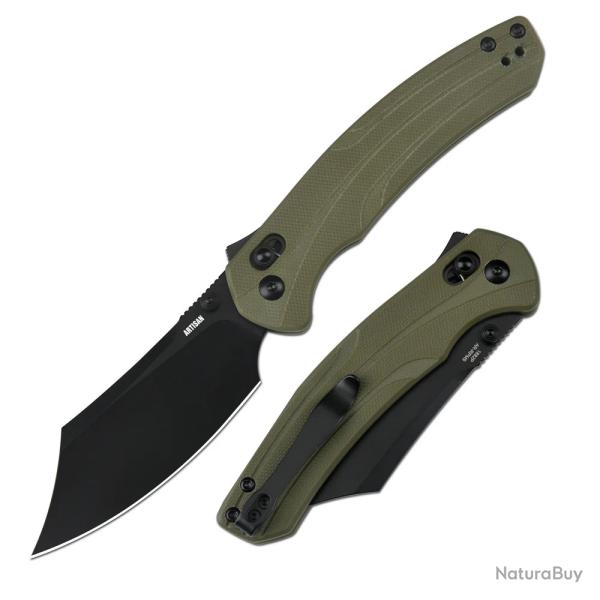 Couteau Artisan Simoon Green Lame Bowie Acier AR-RPM9 Manche G10 Recoil Lock IKBS ATZ1882PBGN