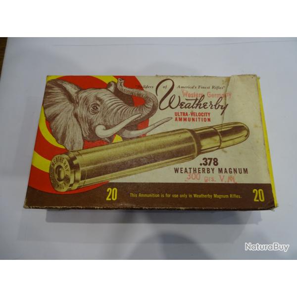 Boite de 20 cartouches .378 Weatherby Magnum  Balle chemise