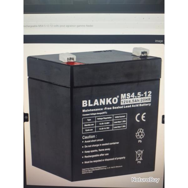 Batterie rechargeable ms4.5-12 12 volts pour agrainoir gamme feeder