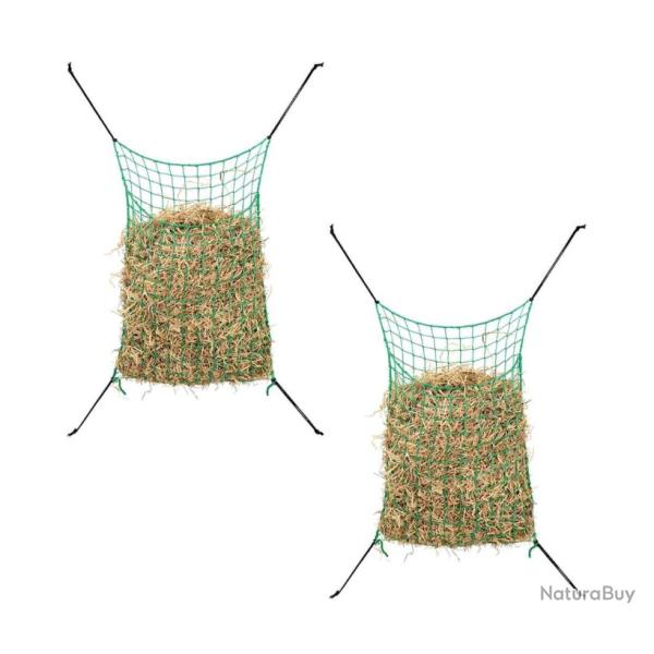 Filets � foin 2 pcs vert 90x60 cm PP pratique alimentation chevaux r�duction d�chets