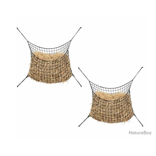 Filets � foin 2 pcs noir 90x60 cm polypropyl�ne pratique alimentation chevaux