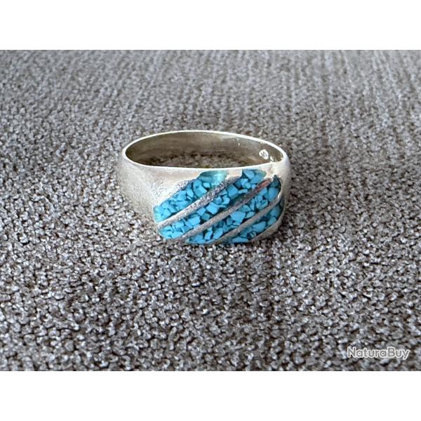Bague argent - taille 52 - pierre turquoise