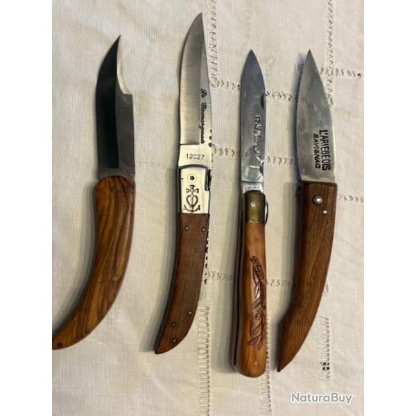 LOT de 4 COUTEAUX REGIONAUX (PROVENCAL, CAMARGUAIS, ARIEGEOIS et CORSE)