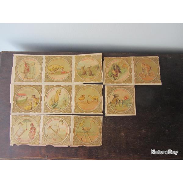 12 Chromos cartonn�s Chocolat Poulain 1900