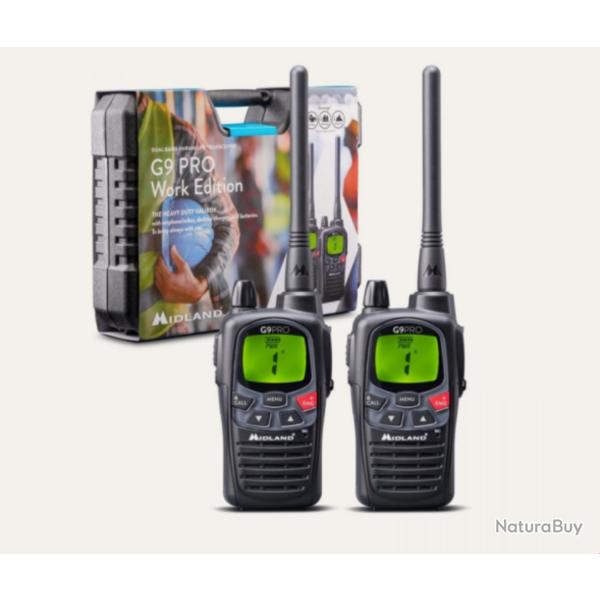 PACK DE 2 TALKIE WALKIE MIDLAND G9 PRO NOIR + OREILLETTE