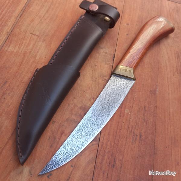 Joli couteau de Chasse BR�SILIEN BUNGA Manche en Bois avec �tui en cuir