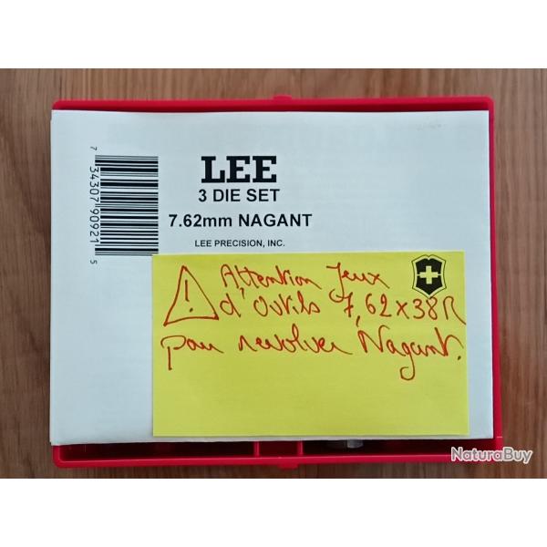 JEUX D'OUTILS LEE 7.62 REVOLVER NAGANT/7.62X38R