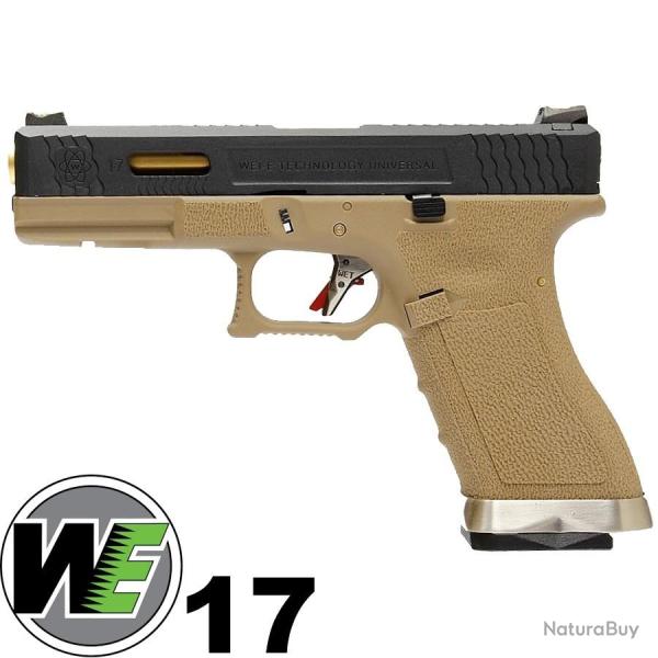 Pistolet airsoft GBB custom R17 Gen4 T6, black slide, gold barrel, tan frame, GBB (WE-G001WET-6)