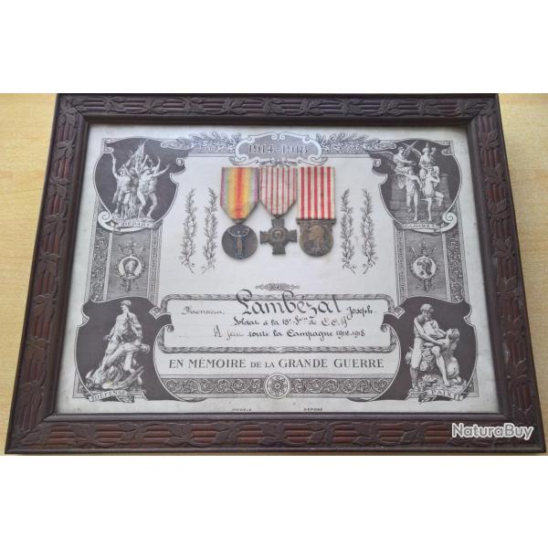 Cadre m�dailles d'un Poilu WW1