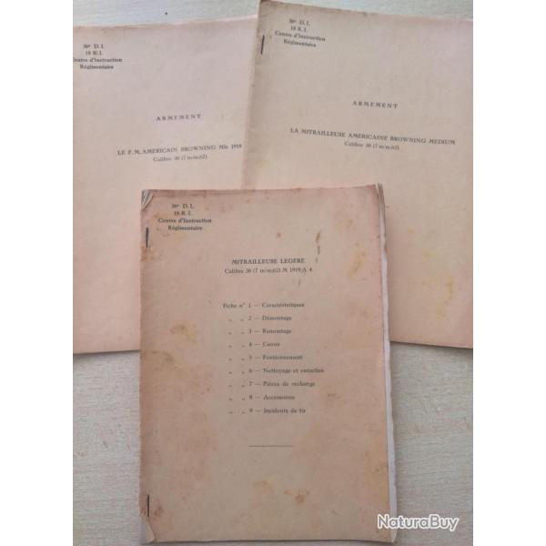 3 livrets d'Instruction r�gimentaire du 36�me D.I et du 18�me R.I