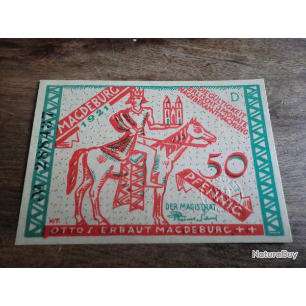 billet n�cessit� germany marcdeburc  50 pfennings 1921 /  neuf