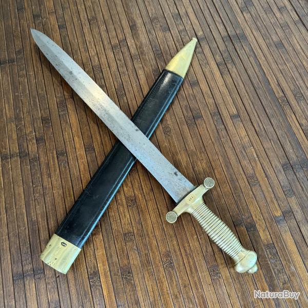 SUPERBE GLAIVE 1831 D'INFANTERIE DE LA MANUFACTURE ROYALE DE KLINGENTHAL MARS 1832 MONOMATRICULE
