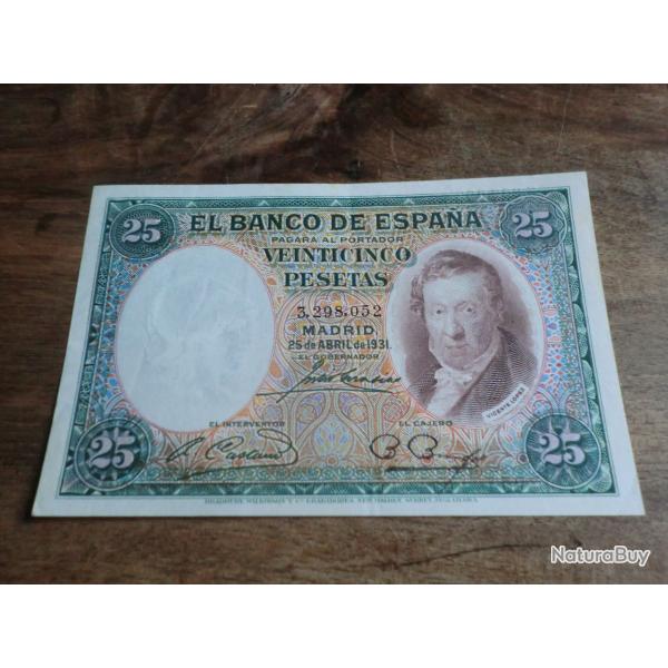 billet veinticinco pesetas / N� 3.298.052 / �tat spl