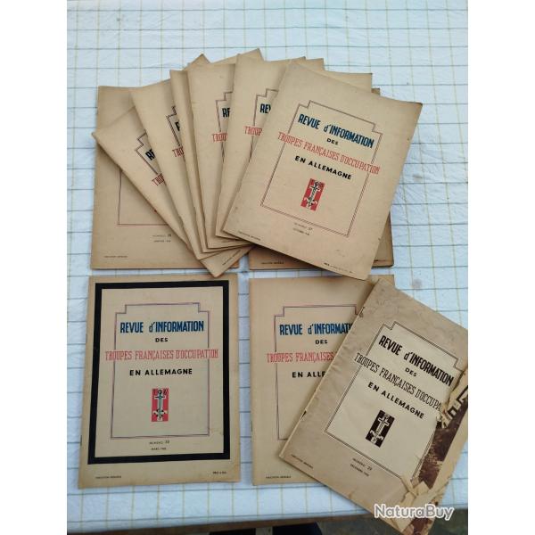Tr�s beau lot de 11 "revue d'information des troupes fran�aises d'occupation en Allemagne" TOA 1948