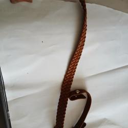 *NOUVEAU PRIX! BRETELLE "COUNTRY SELLERIE"ajustable, CUIR Tress&eacute;, 7 BRINS;NEUVE.de STOCK,PAS SERVI.!