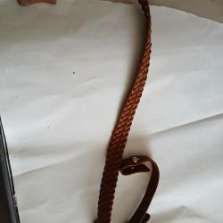 *NOUVEAU PRIX! BRETELLE "COUNTRY SELLERIE"ajustable, CUIR Tress&eacute;, 7 BRINS;NEUVE.de STOCK,PAS SERVI.!