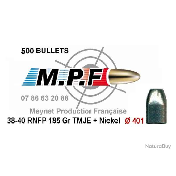 Ogives MPF cuivres nickeles 38/40 RNFP 185 Gr TMJE + nickel   401" par 1000