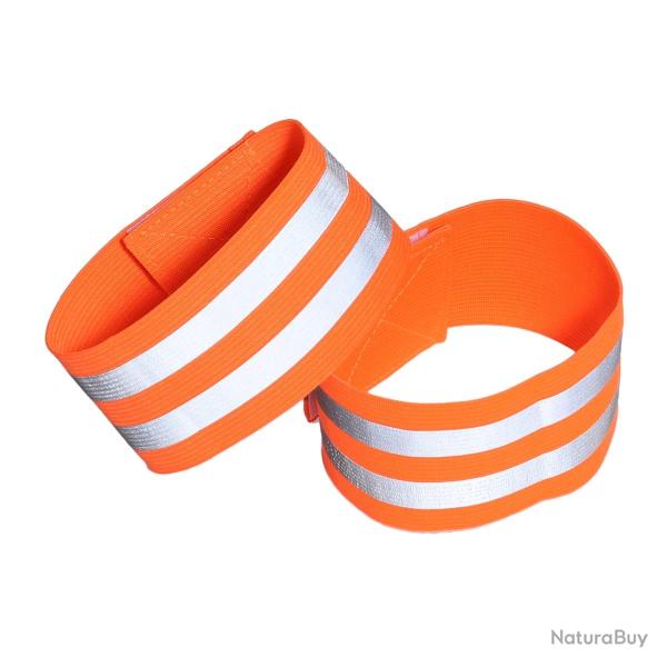 Lot de 2 brassards de scurit rflchissants - orange - LIVRAISON GRATUITE