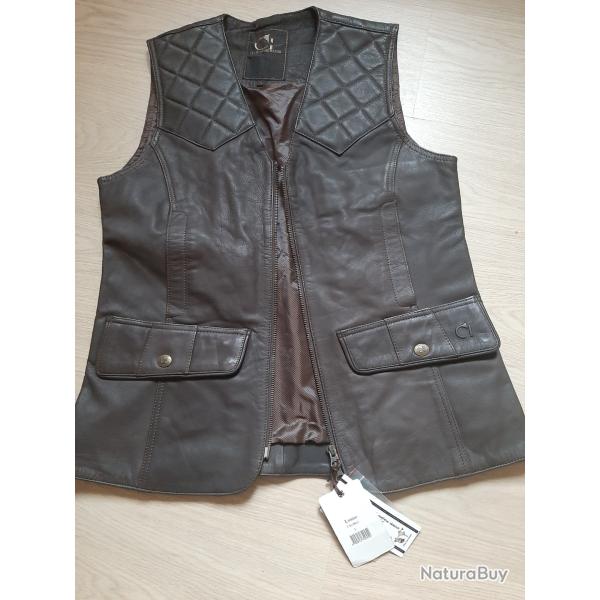 Gilet de chasse pour femme en cuir