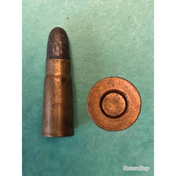 Une rare cartouche 6,5  Bergmann 1894 balle plomb graiss�e sans gorge poudre en D