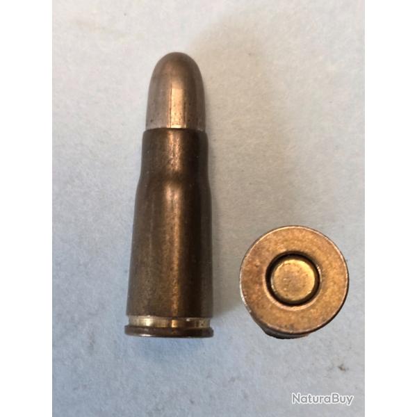 Une cartouche Bergmann 6,5 mod 1896 a gorge balle blind�e nickel