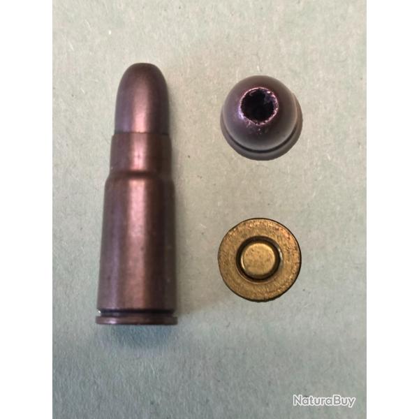 Une rare cartouche Bergmann mod 1896  balle blind�e Hollow point Nickel