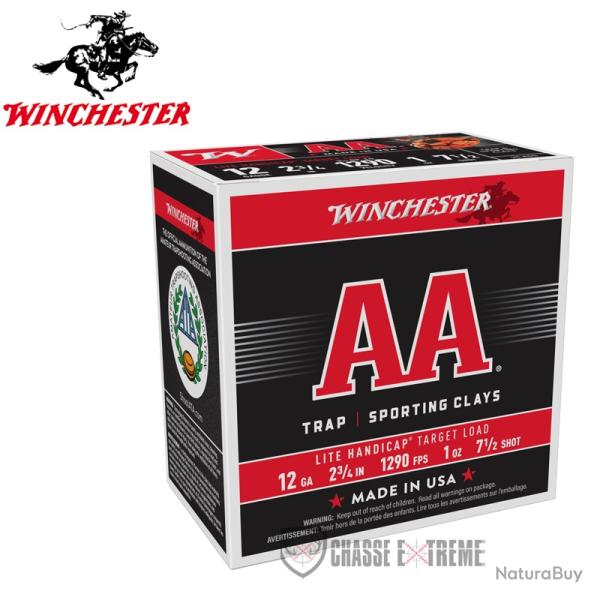 25 Cartouches WINCHESTER AA Light Handicap 28g cal 12/70 PB 7.5
