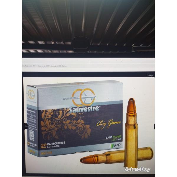 Sauvestre calibre 30-06 fip battue 175gr/11.3g bo�te de 20 munitions