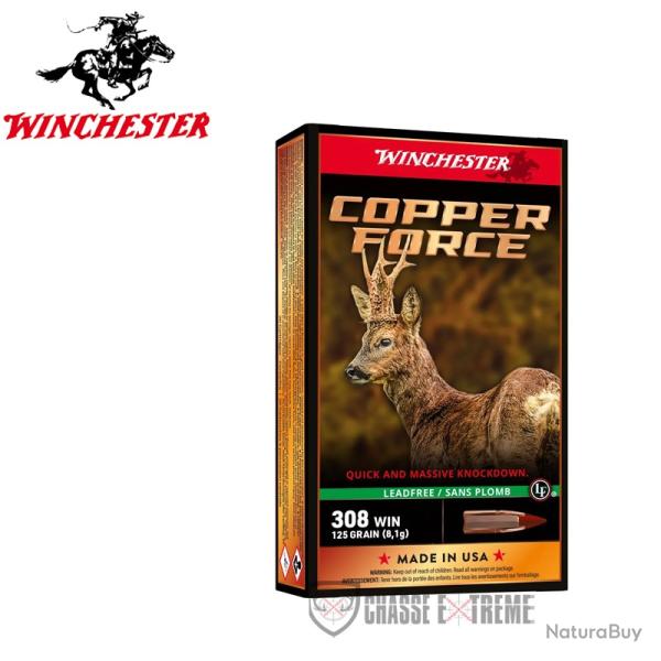 20 Munitions WINCHESTER Copper Force Lead Free 125gr Cal 308 Win